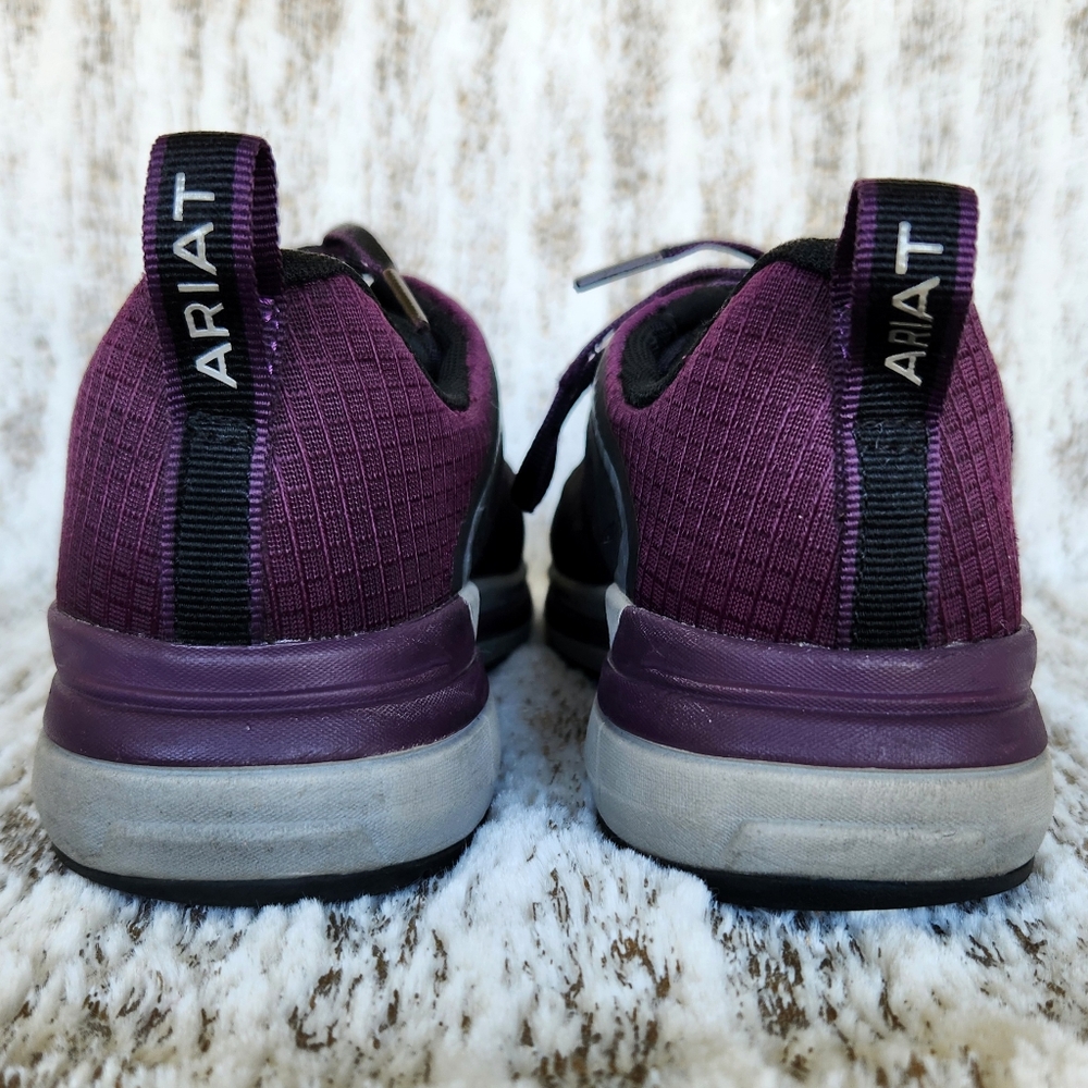 Ariat "Outpace" Composite Toe Work Shoe Black Shadow Purple | Women's Size 8 - Picture 5 of 14